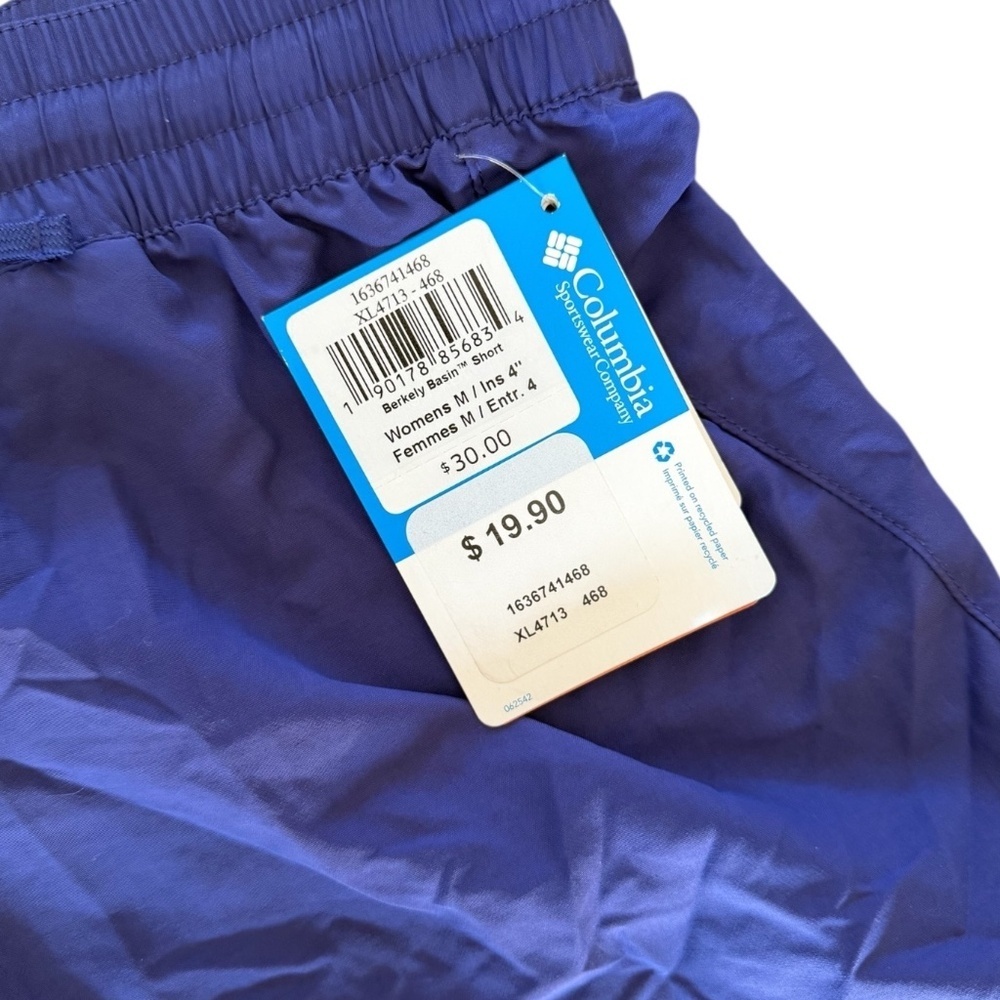 NWT Columbia Women Active Shorts MED 4” Berkeley Basin Purple Nylon Outdoor Swim - Picture 3 of 3